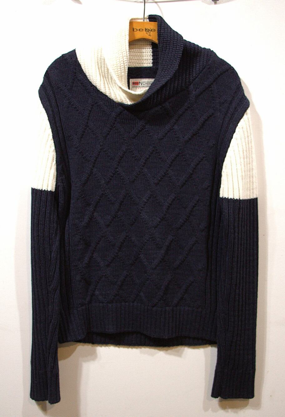 Geographical Norway Men’s Sweater Size L Navy Blue White Knit Pullover